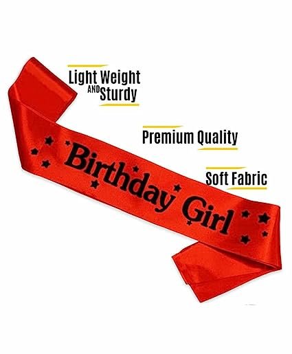 Selibration Birthday Girl Printed Sash (Rose-Red) for Kids, Girls, Wife, Birthday, Anniversery Celebration, Party and Event Supplies (Pack of 1pcs)