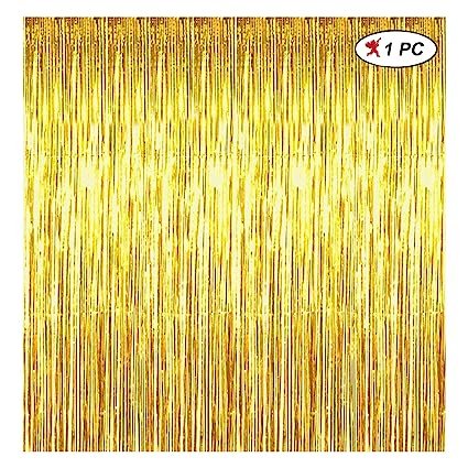 Party Propz Golden Foil Curtain Pack of 1 for Birthday, Anniversaries, Graduation, Retirement, Decoration